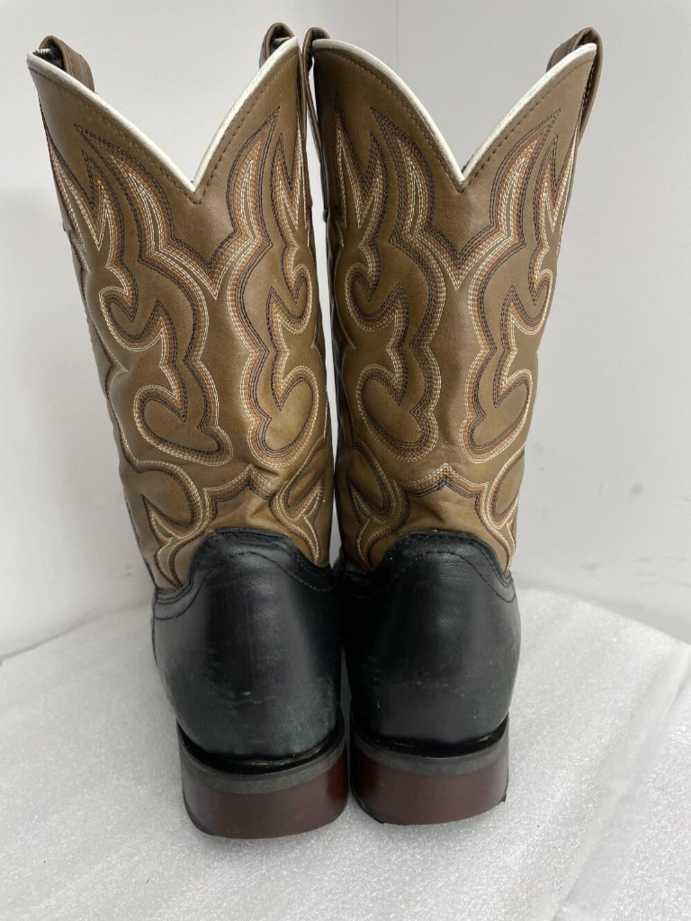 Laredo Lodi Black Leather Square Toe Western Cowboy Biker Boots Men's 8 EW Wide - Picture 8 of 14